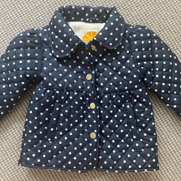 C&C California Navy Polka Dot Puffer Coat EUC 2T - Picture 1 of 12